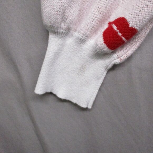 Andree By Unit Balloon Sweater Raw Hem Kiss Lips White & Red Women Size | 2X - Picture 11 of 14
